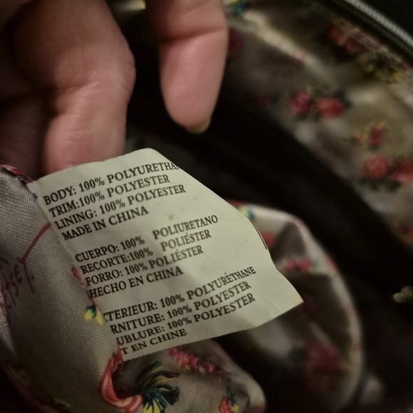 Betsey Johnson Quilted Satchel Leopard Bow Floral Lining Black White Rare - Picture 10 of 10